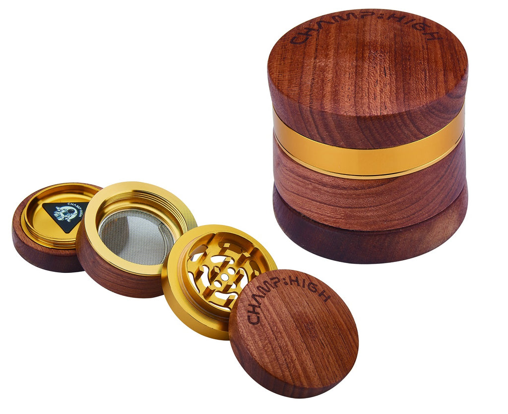 Grinder Champ Hihg Wooden Gold 60mm